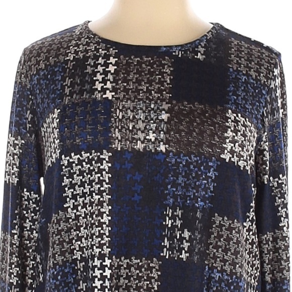 New Direction XL blue asymmetrical long sleeve top - Picture 3 of 10